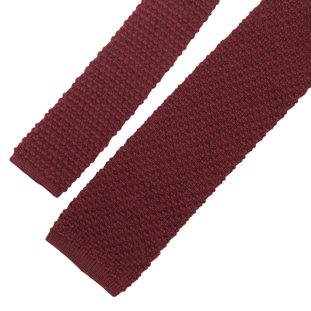 VTG Chaps Ralph Lauren Knit Sock Tie Men 3"W Skinny Square End Burgundy Wool USA